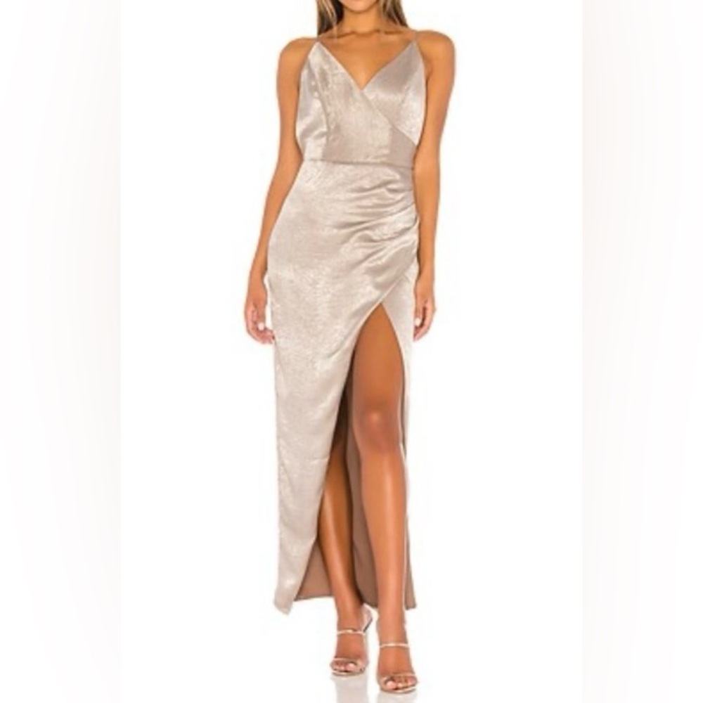 The Jet Set Diaries High-Slit Evening Gown in brown Champagne dress new size s